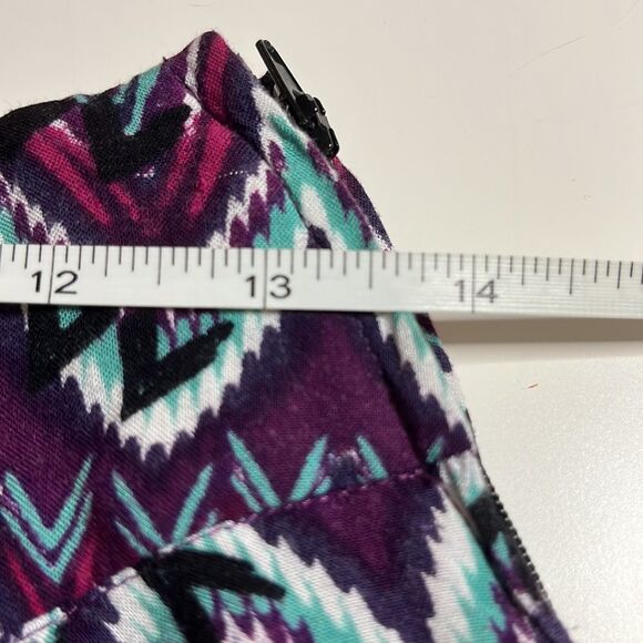 MIMI Chica patterned shorts pleated side zip wide waistband lightweight SZ S - Picture 9 of 11